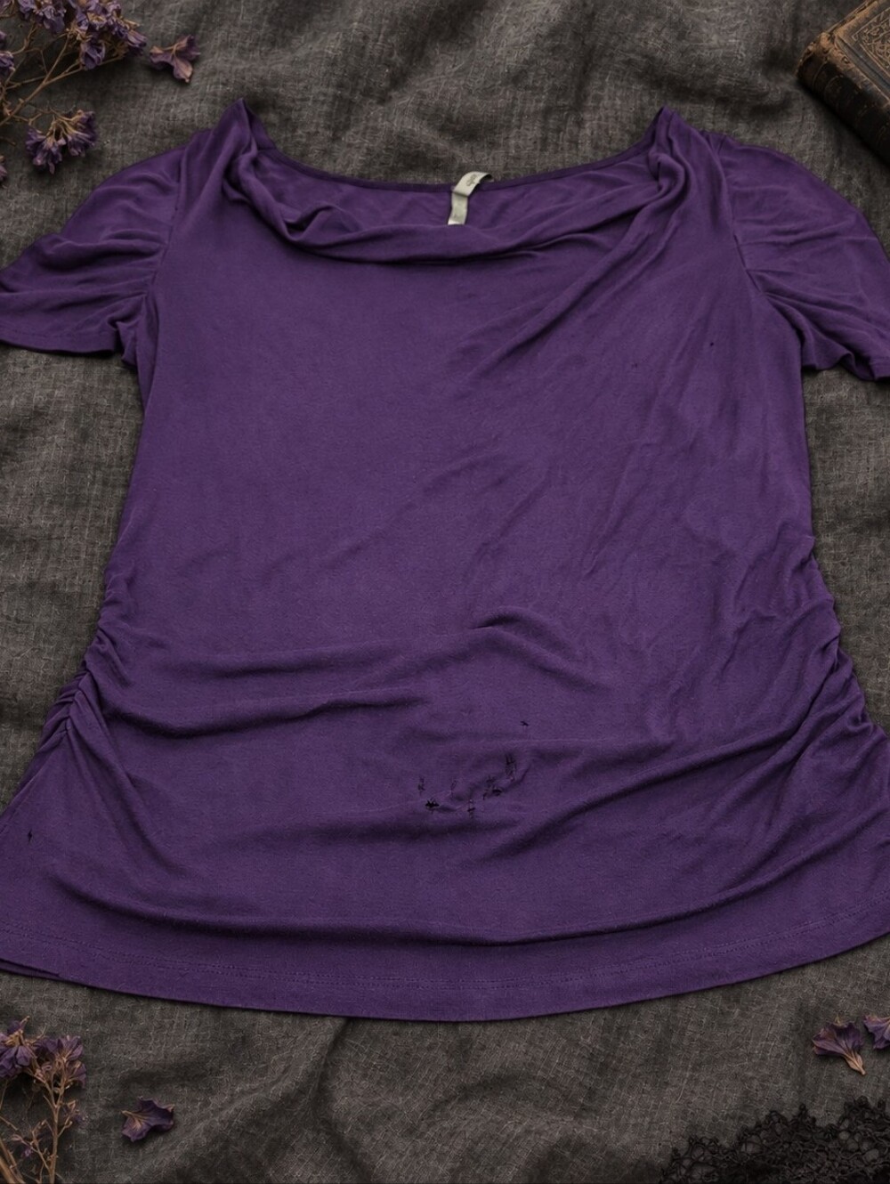 Vintage Y2K Perfect Fit Ribbed Notched V-Neck T-Shirt Women’s 14/16W Navy